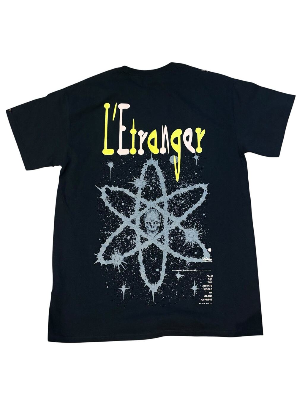 Glass Cypress Black Tee L'Entranger Skull Back Graphic Beads Small NWOT